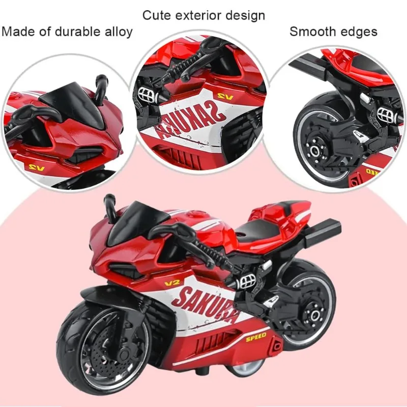 Motorbike Racing Vehicle Figures Collection Metal Alloy Mini Motorcycle Car Toys Sakura-V2 Pull Back Speed Gift for Kids Adults