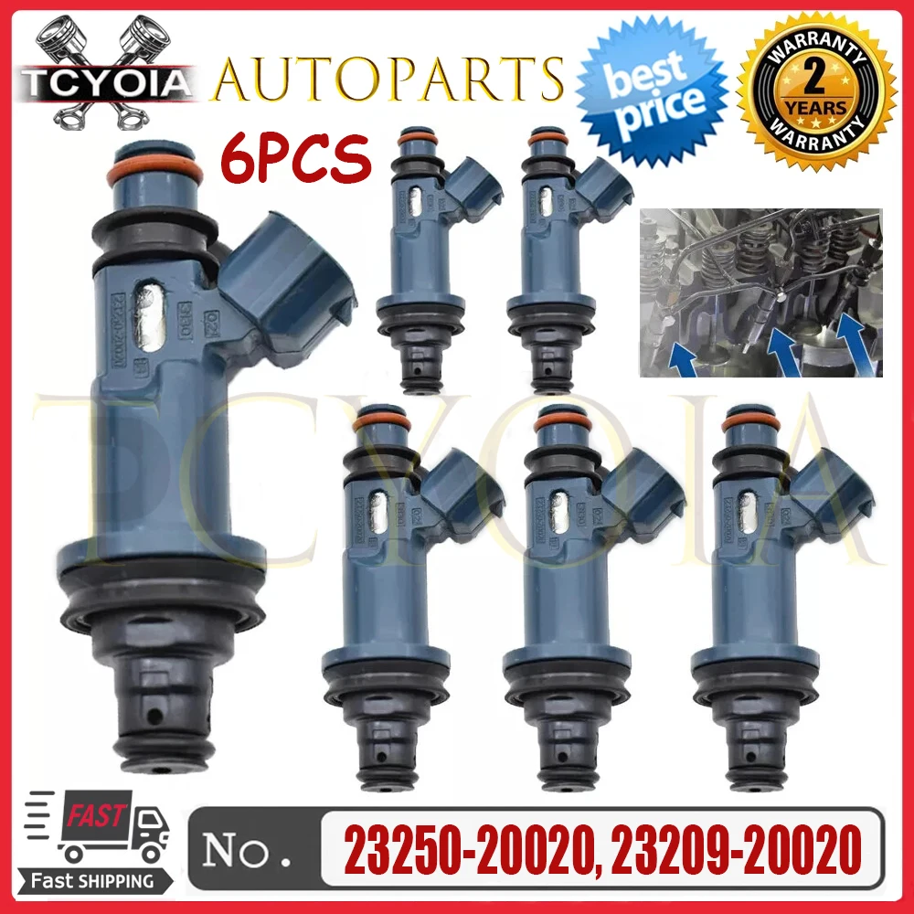 6 unids/lote inyectores de combustible para Toyota Avalon Camry Highlander Sienna Solara 3.0L V6 1999-2004 23250-0A010 23209-20020 23250-20020