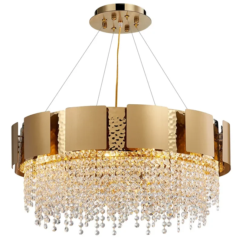 Modern Crystal Chandelier Designer Simple Round Gold Living Dining Room Led Pendant Light Home Decoraction Luxury Ceiling Lamp