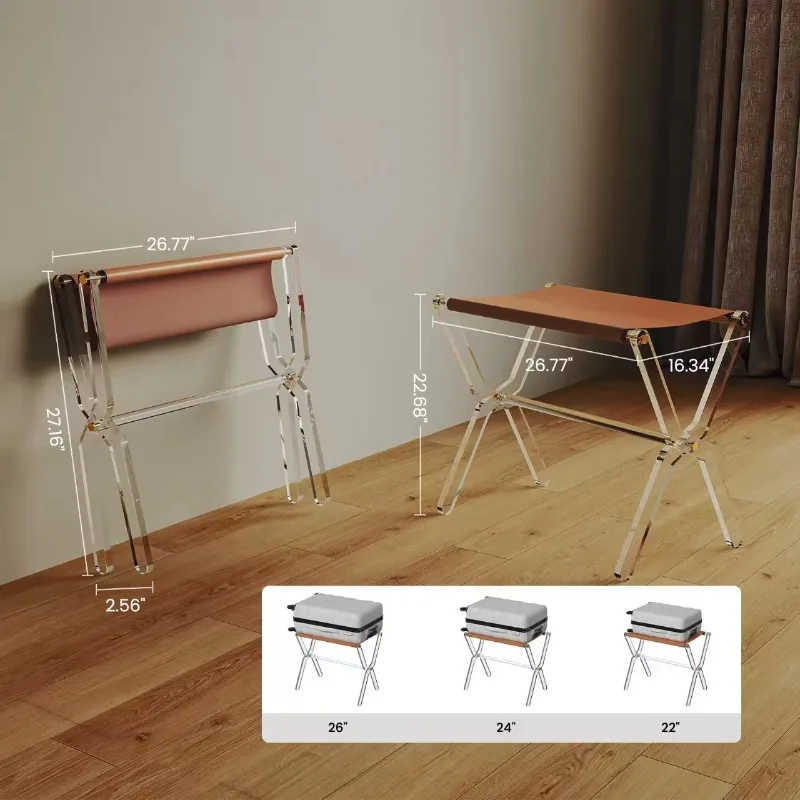 Customizable Modern Design Transparent Acrylic Foldable Luggage Rack Hotel Suitcase Bracket for Living Room Application