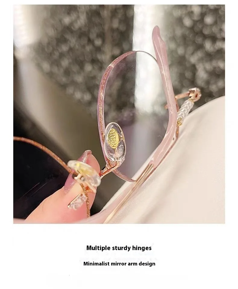 Diamantbesetzte, ultraleichte, rahmenlose Lesebrille, modisch und hochauflösend, Anti-Blaulicht und Anti-Strahlung – Detail 3
