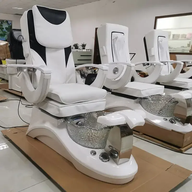 Branco adicionar preto inteligente pedicure pé spa cadeira de massagem reclinável sofá de couro cadeira de massagem de loja de beleza