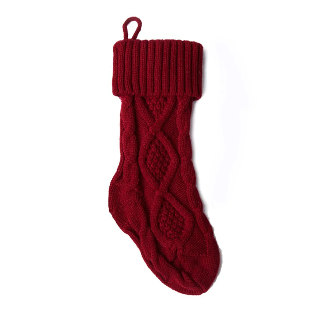 

3Pcs Knitted Christmas Stockings Rustic Decorative Gift Candy Bags 37cm Thick Woven Hanging Decoration for Fireplace Tree Window