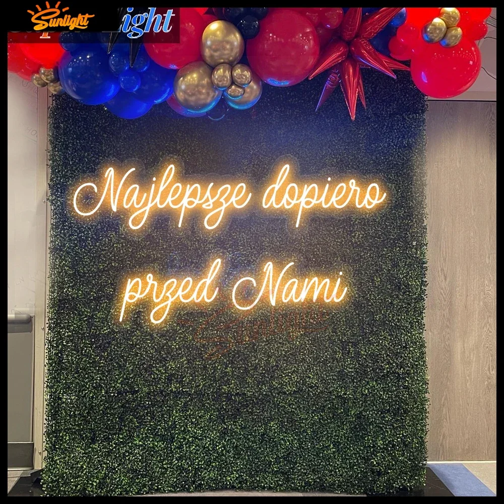 Letrero de neón Led personalizado, señal de luz para fiesta de nacimiento, boda, ldon, na, Wesele, Najlepsze, Dopiero, Przed, Nami, polaco