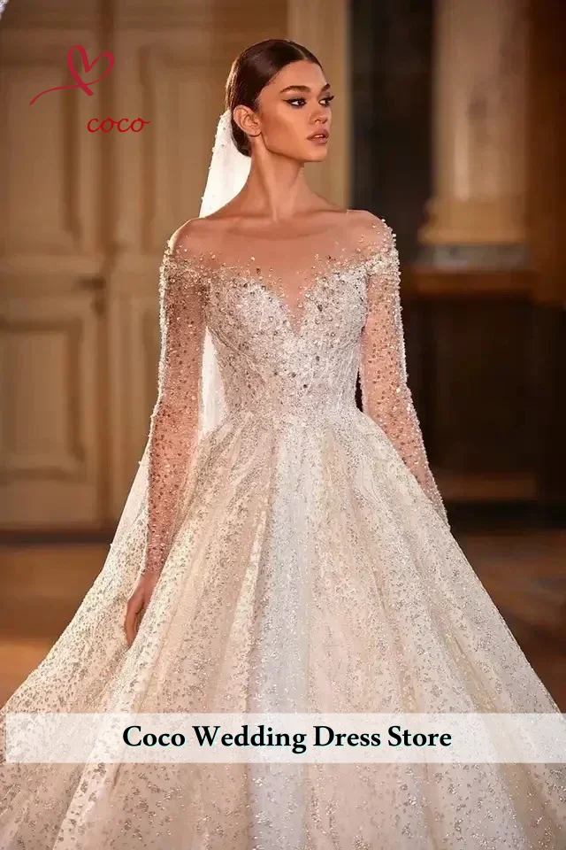 Customized Exquisite Luxury Ball Gown Wedding dresses For Women Shining Beading Princess Backless Wedding Gown Vestidos De Novia