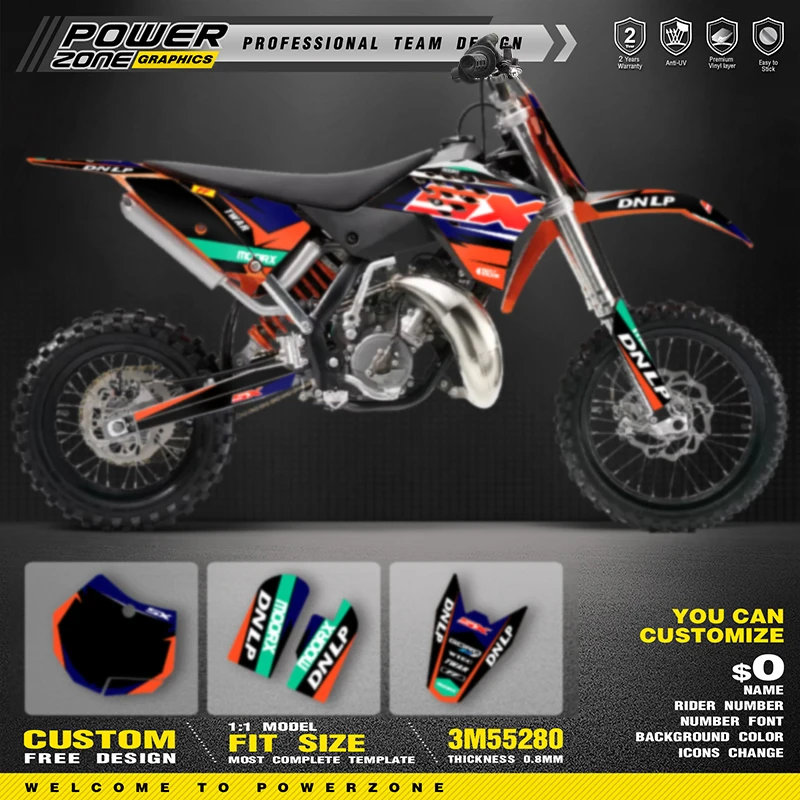 

PowerZone Custom Team Graphics Backgrounds Decals For 3M Stickers Kit For KTM SX65 2009 2010 2011 2012 2013 2015 SX65cc 06