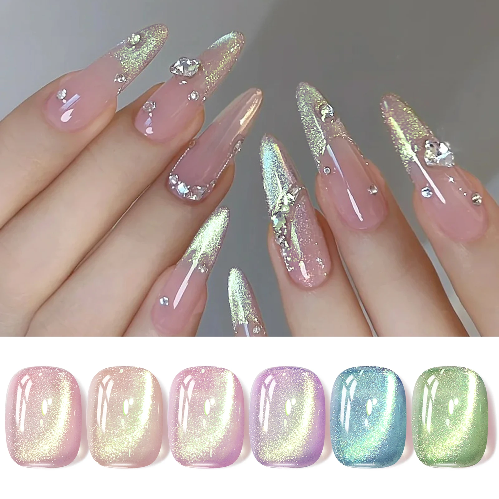 BORN PRETTY 10ml Gold Cat Magnetic Gel Ultra Shine Silver Gold Glitter Winter Jelly Color Soak Off UV LED Gel Nail Art Varnish — zdjęcie 5
