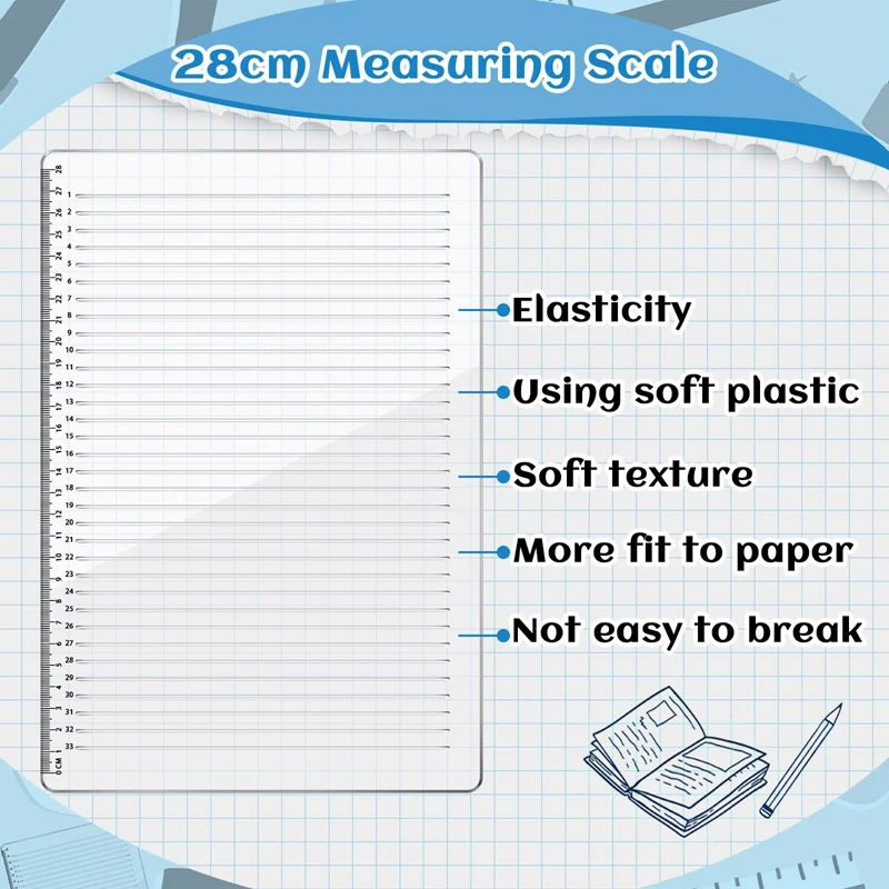 2 buah templat stensil garis lurus plastik untuk jurnal