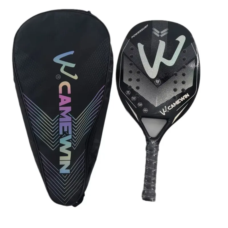 

Racket Beach Tennis Camewin 3K Holographic Full Carbon Fiber Frame Feminino Masculina Kit Rude Surface Treatment Beginner