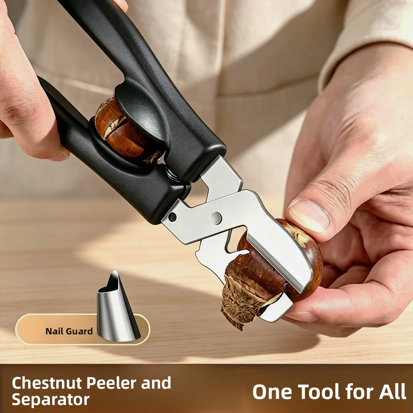 Effort-Saving Manual Chestnut Opener  Remover Cross-Cut Knife Nutcracker Kitchen Tool for Cooking without Storage Box