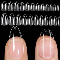 120Pcs Short Almond Oval Fake Nail Tips Extension System Sculpted Full Cover Nail Gel French Ballerinas Capsules Press On Tips
