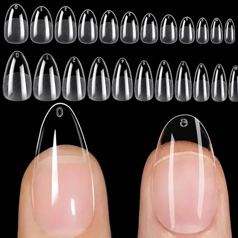 Faux ongles ovales en amande courte, capsules à pression, capsules ballerines françaises, système d'extension sculpté, gel à couverture complète, 120 pièces