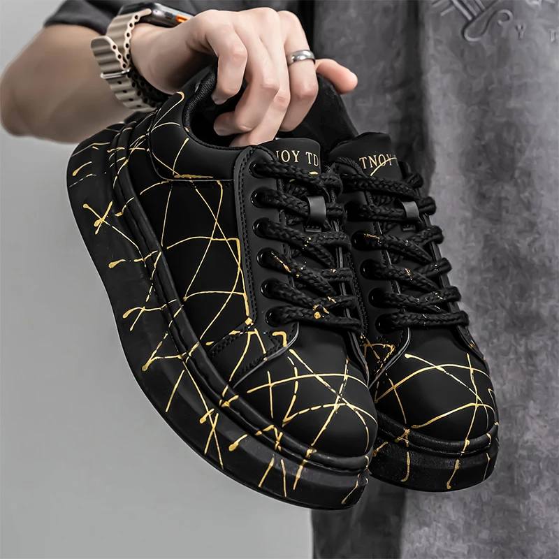 

Sneakers Casual Mens Original Designer Board Shoes Fashion Leather Fabric Breathable Height Increased Flat Platform Sports Shoes