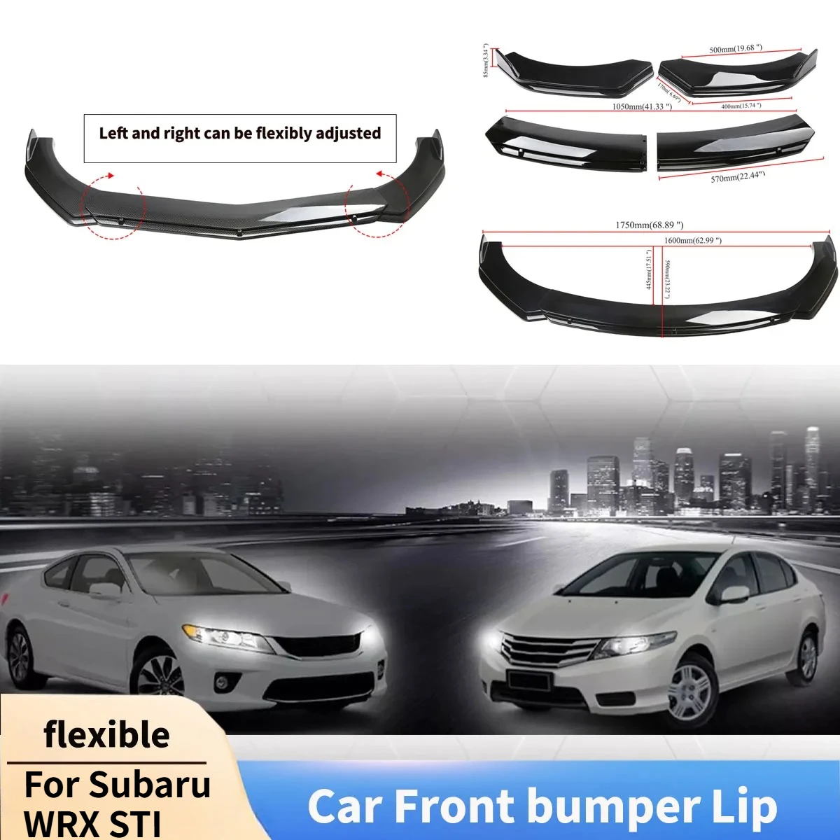

4Pcs/1Set for Subaru WRX STI Front Bumper Lip Splitter Universal Front Blade Accessories Guard Protector Cover Body Kits Tuning