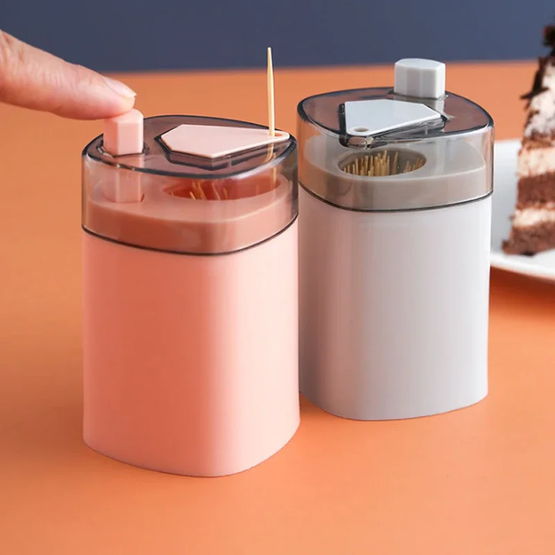 Press Type Toothpick Holder Container Automatic Pops Up Toothpick Dispenser Creative Toothpick Storage Box For Home Dining Room