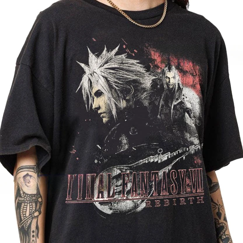 Final Fantasy VII Rebirth Cloud Sephiroth Graphic T-Shirt Cotton Men Women Streetwear Tee