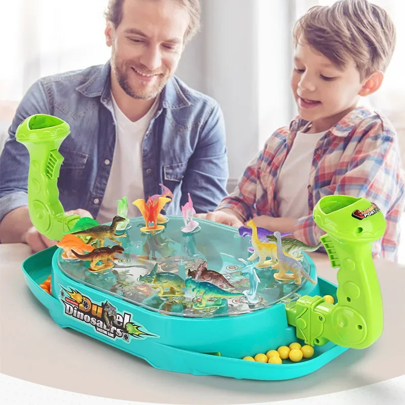 Funny Double Battle Dinosaur Bounce Catapult Desktop Board Game Parent-Child Interaction Toy for Kids Children Family Party