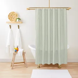 Ticking Green and White Stripes Shower Curtain Curtain Bathroom Shower Bathroom Curtain For Shower