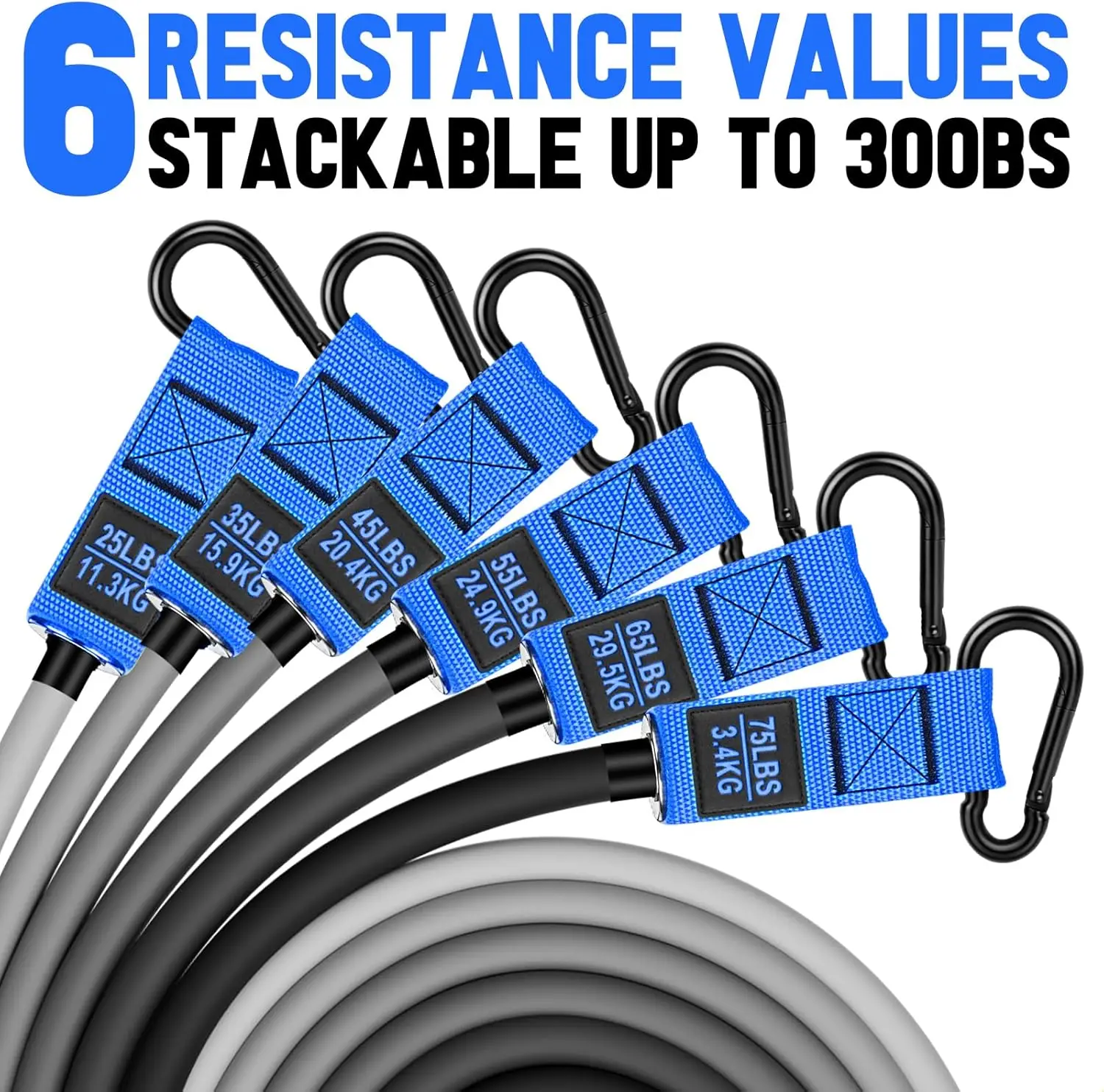 Heavy Resistance Bands for Working Out, 300lbs/360lb/420lb Exercise Bands Workout Bands with Handles, Door Anchor, Ankle Straps,