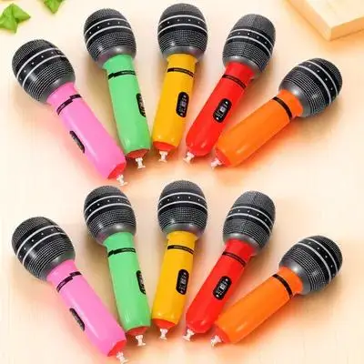 

10pcs Inflatable Microphone Prop Realistic Simulation Fake Mic For Party Stage Performance Pretend Play Role Play Blow Up