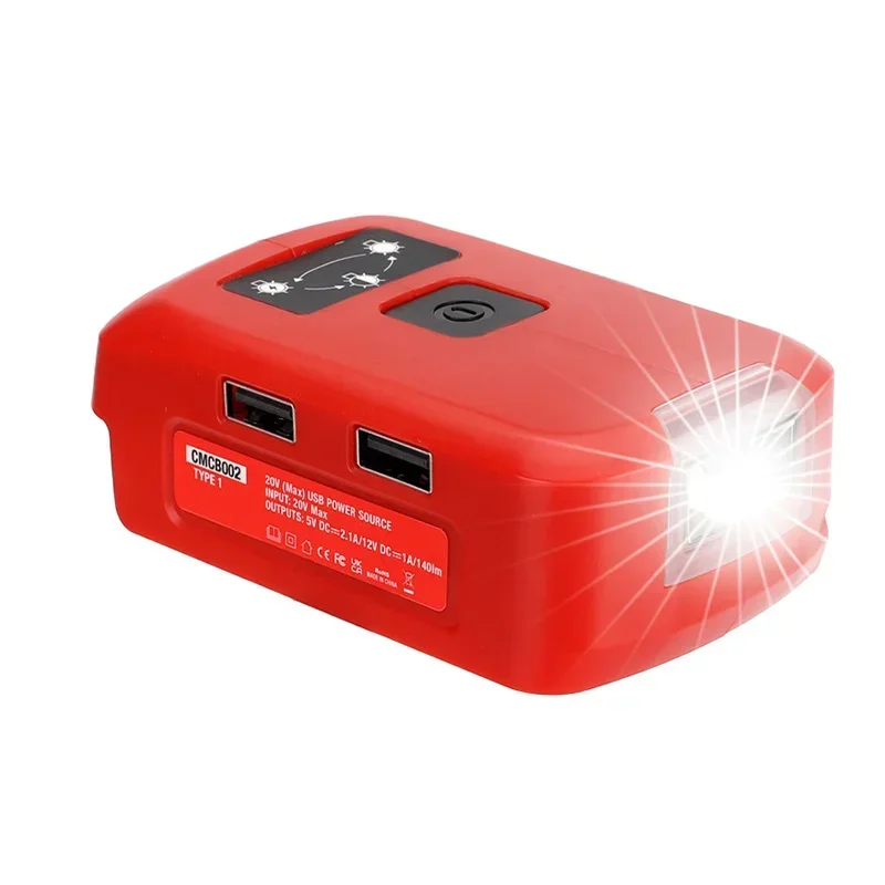 Latarka światło robocze latarka elektryczna reflektor USB Power Bank lampka biurkowa dla BLACK DECKER do baterii litowej 14.4v 20V