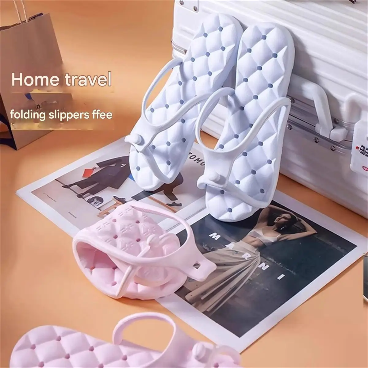 شباشب جديدة قابلة للطي للسفر للجنسين للفنادق، رحلات العمل، الحمامات، شباشب غير قابلة للانزلاق، صنادل منزلية