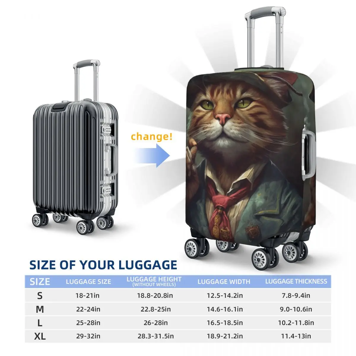 Cat Suitcase Cover Flight Gangster-style Godfather Fun Luggage Supplies Travel Protection