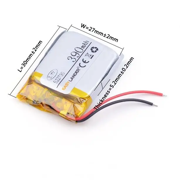 3 шт./лот 522730   3,7 В, 390 мАч, литий-ионная литий-полимерная батарея для Bluetooth-гарнитуры, беспроводного телефона, GPS, MP3