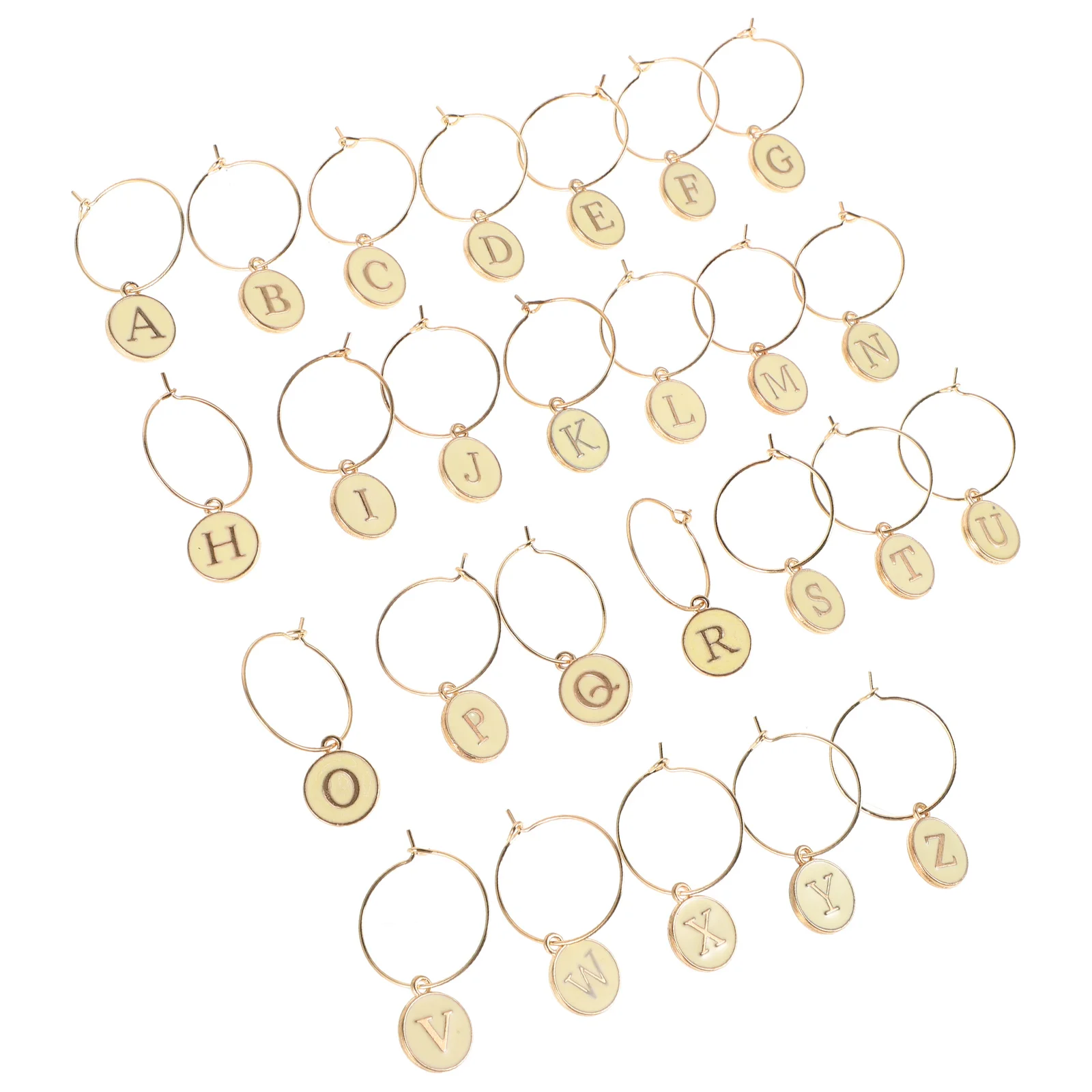 

26pcs Glass Marker Zinc Alloy Charms Rings Decorative Replaceable Cup Tags Party Supplies Safe Material Reusable