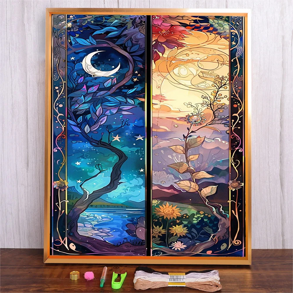 

11CT 40X50cm Landscape Pre-Printed Cross Stitch DIY Cartoon Full Pattern Embroidery Set Handicraft Needle Crafts For Bedroom