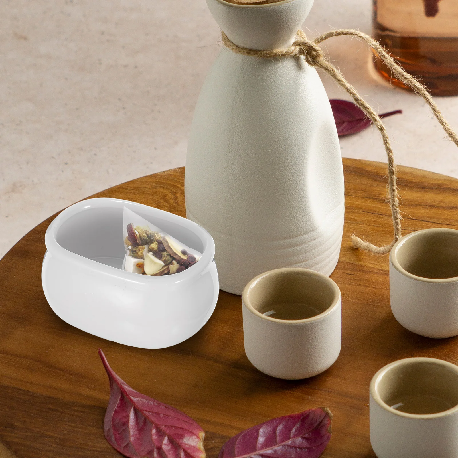 

2Pcs White Porcelain Tea Bag and Sugar Packet Holder Multifunctional Ceramic Dish for Coffee Serving Compact Tableware