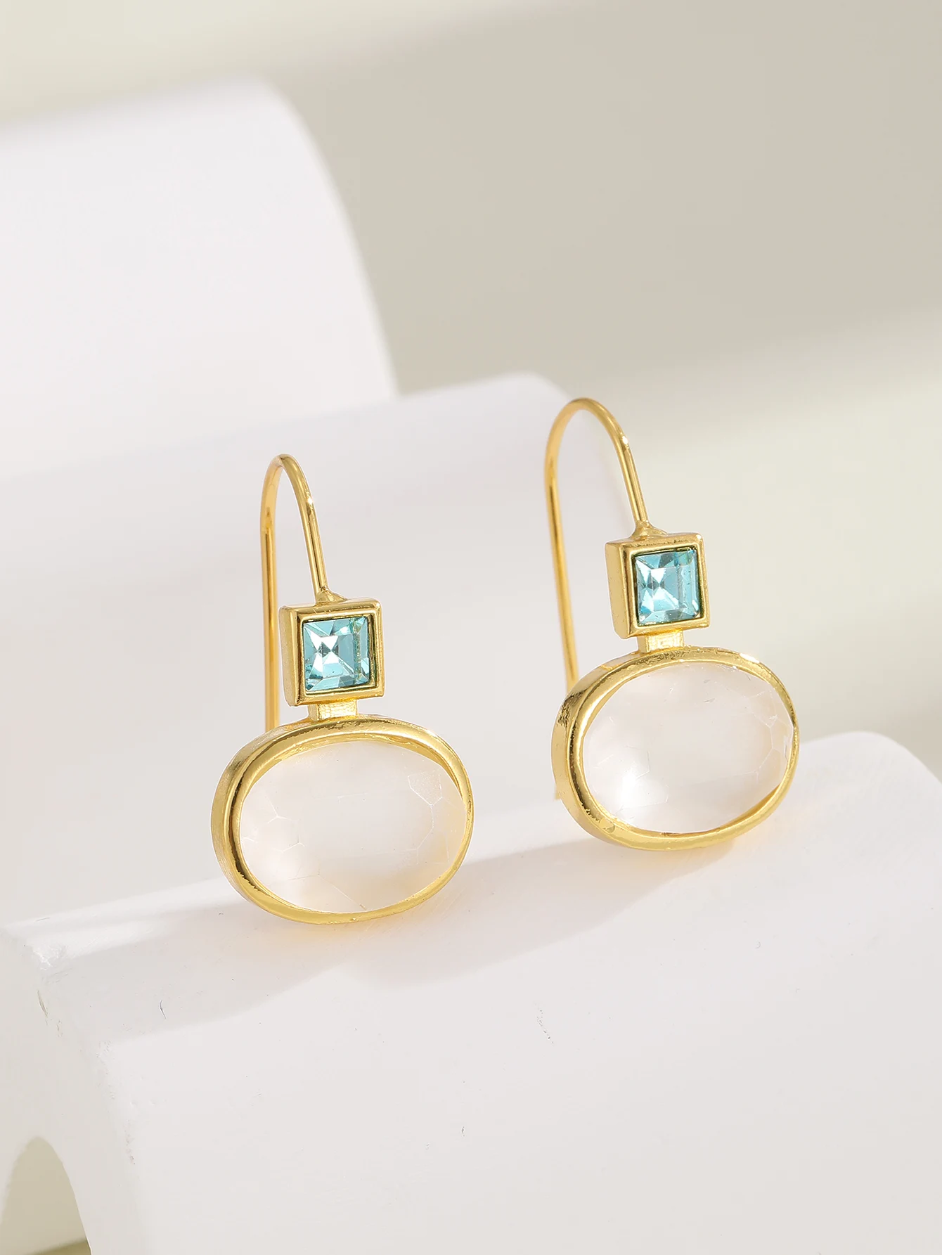 Vintage Gold Color Round Crystal Drop Earrings For Women Jewelry New image 3
