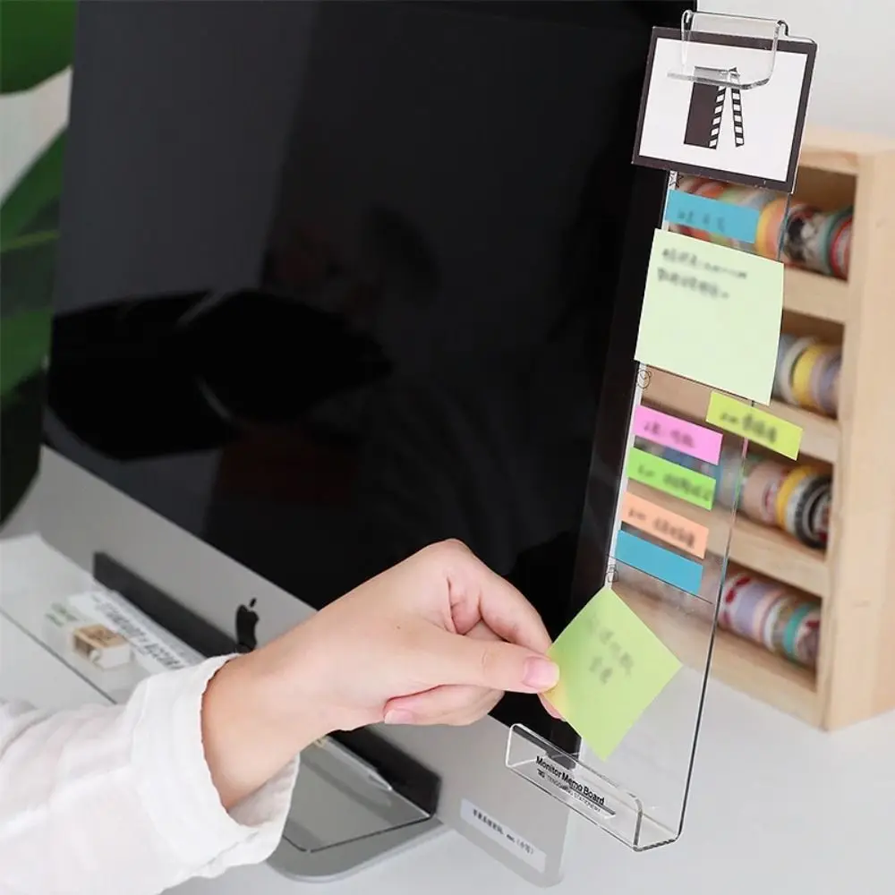 Bacheca per monitor trasparente Bacheca per messaggi con display acrilico multifunzionale Forniture per ufficio con note adesive per computer autoadesive