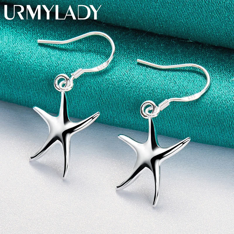 URMYLADY 925 Sterling Silver Star Earrings Drop Earrings For Women Wedding Fashion Party Charm Jewelry