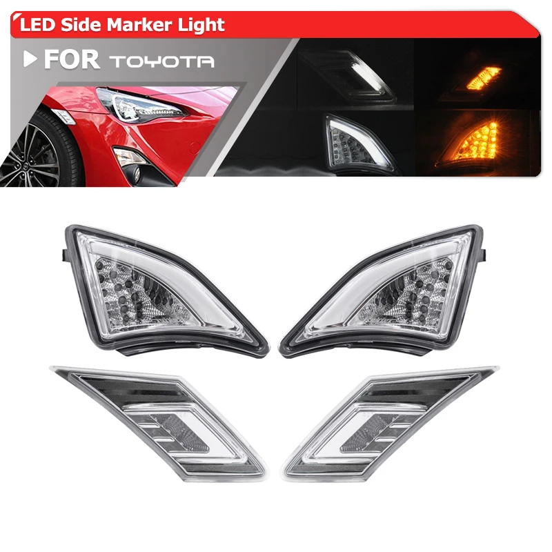 Combo Front Led Side Marker Lights W/ Corner Lights For Toyota GT-86 FT-86 Scion FR-S 2013- White Position Amber Turn Signal