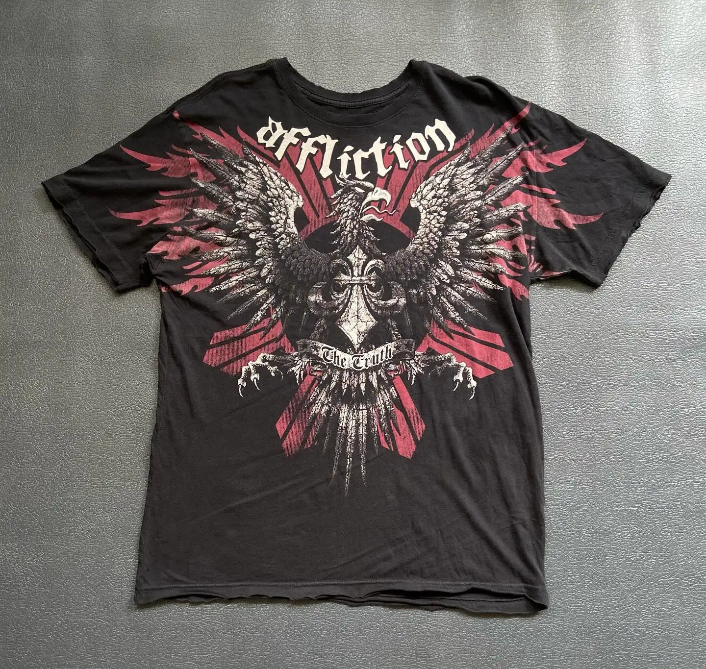 2000s affliction New Printing American Retro T Shirt Men Clothes Retro Punk Hip Hop Graphic Print Oversized Round Neck Cotton