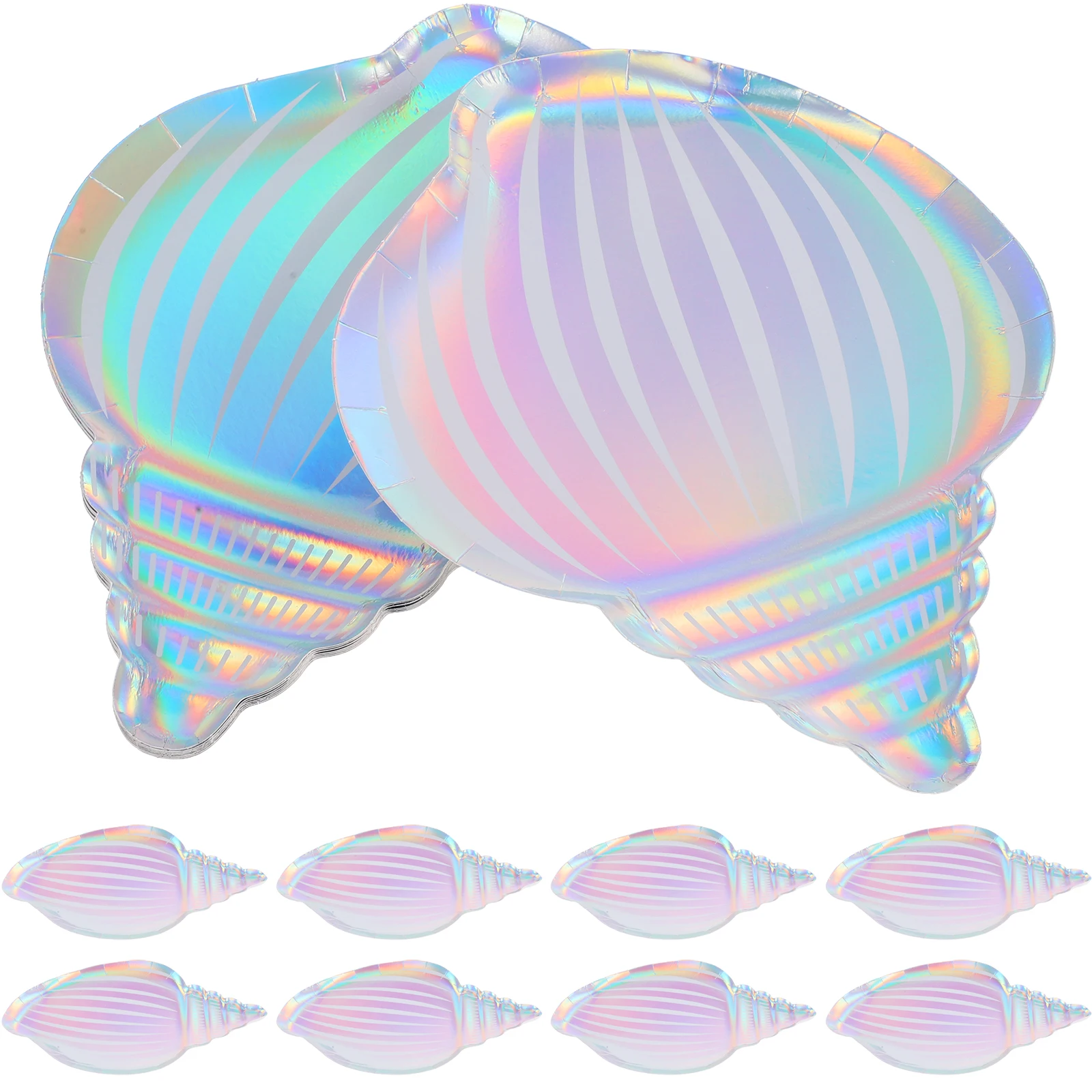 

24pcs Conch Shell Paper Plates Disposable Party Supplies Rainbow Seashell Dessert Plates Cake Snack Serving Decor Birthday