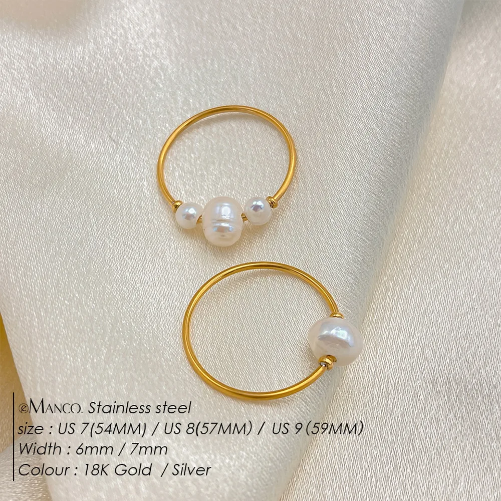 Französisches Vintage-Perlenring-Set für Damen, 14K vergoldeter Barock-Perlenring, gedrehte, klobige Statement-Fingerringe, Schmuckgeschenk – Detail 11