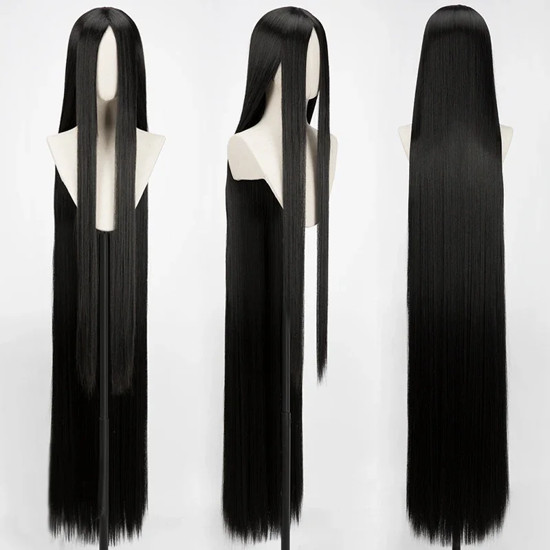 

59 inches 150cm Black Extra Long Synthetic Cosplay Wig Heat Resistant Synthetic Hair Men Women Cosplay Wigs