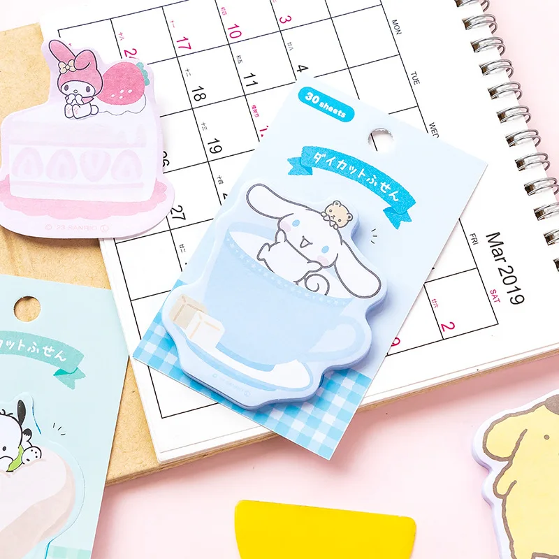 16pcs/lot Kuromi Kitty Melody Memo Pad Sanrio Pochacco Sticky Note Stationery Label Notepad Planner Sticker Post School Supplies