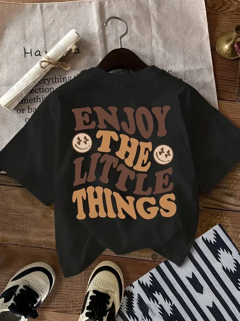 Cute Letter Back Printed T-shirt Top Soft and Creative Pure Cotton T-shirt Beautiful Clothing Trend Comfortable Women's T-shirt