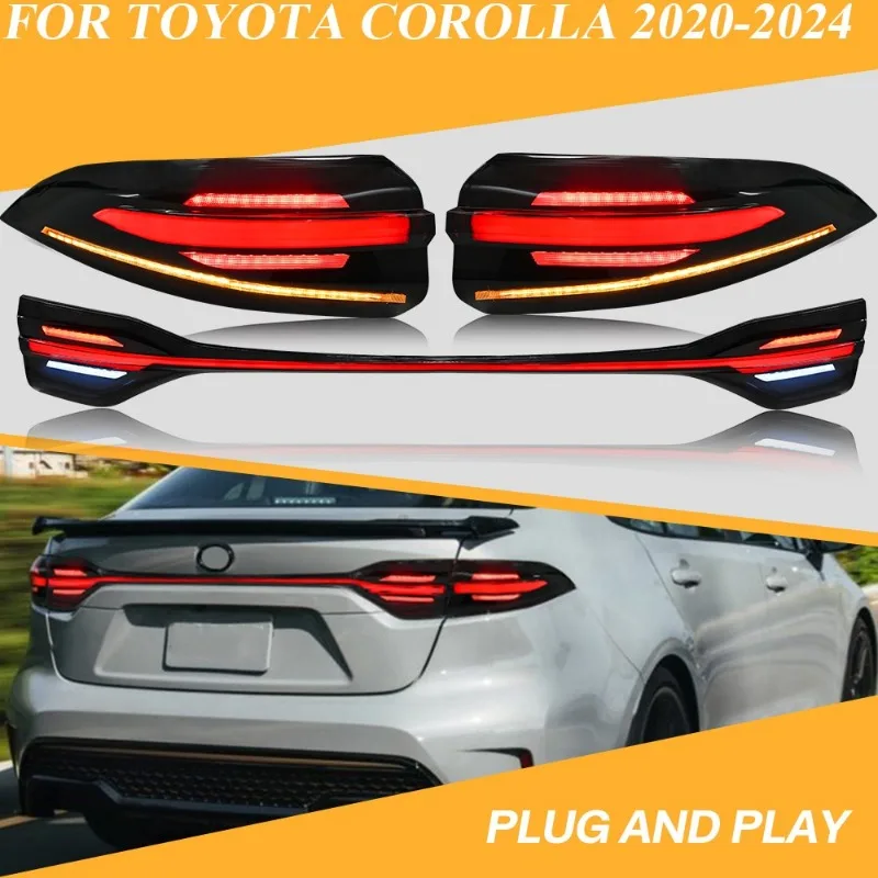 New Arrivals For Toyota Corolla 2020-2024 3PCS Complete LED Tail Lights Set Pair Side + Center Rear Lamp Assembly Replacement