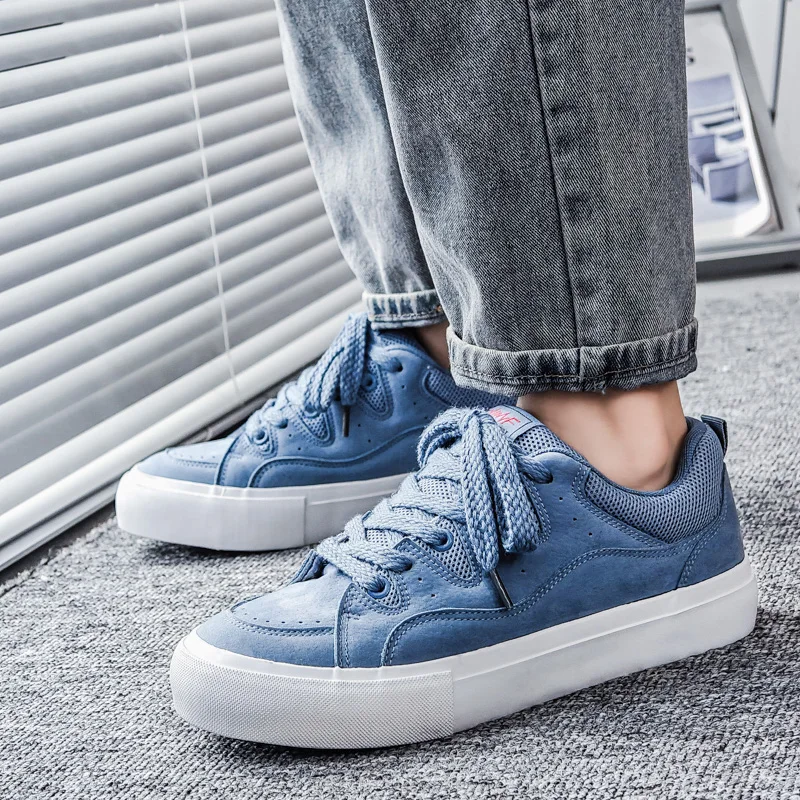 

New Men's Suede Leather Vulcanized Sneakers Casual Breathable Non-Slip Retro Skate Shoes Fashion Comfortable Outdoor Sports Shoe