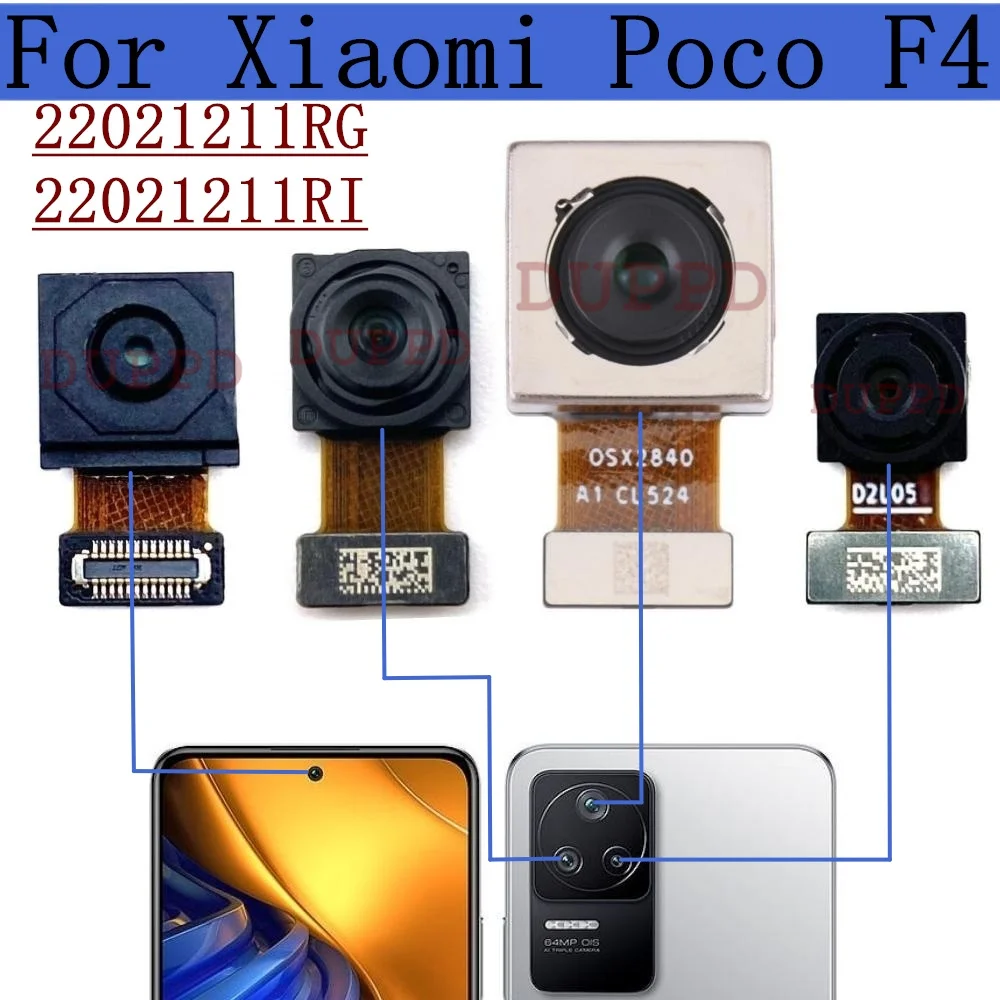 Front Rear Camera For Xiaomi Poco F4 22021211RG Selfie Frontal Big Backside Main Back Facing Wide Angle Macro Camera Flex Cable