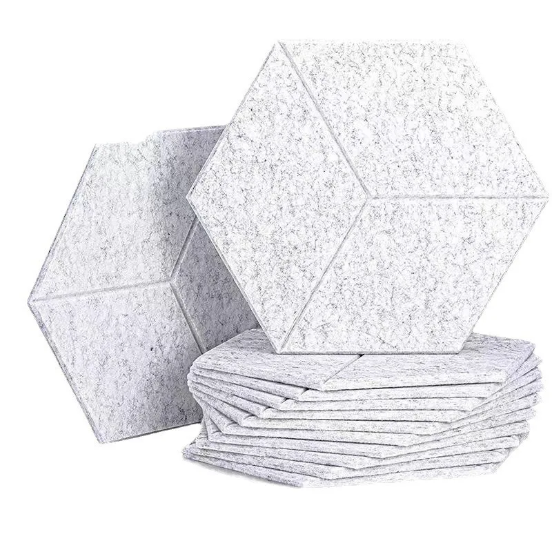 

Black Y-Lined Design Acoustic Panels Sound Proof Hexagonal Self-adhesive Foam Felt Board To Absorb Noise Eliminate Echoes Decor