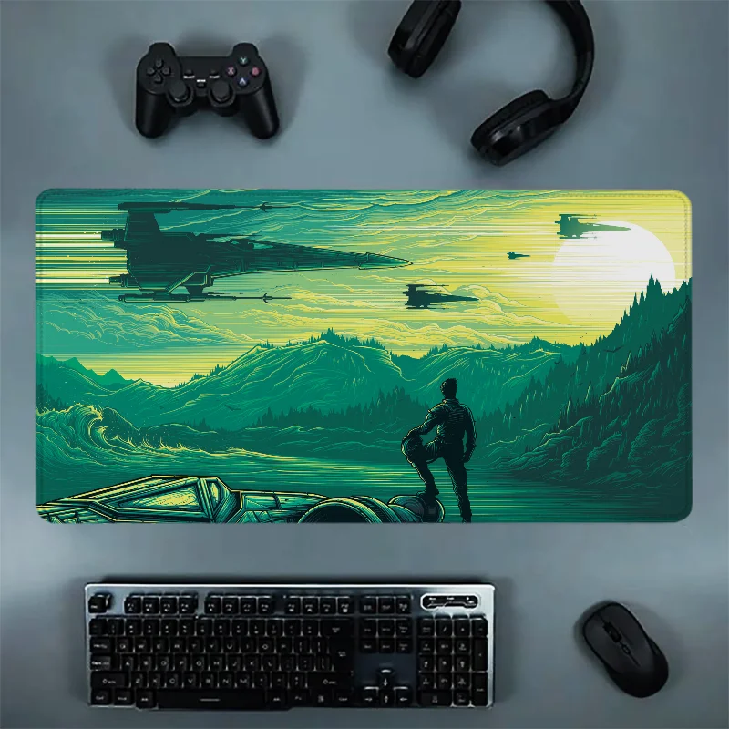 Alas Mouse ilustrasi film, aksesoris komputer besar Mousepad Gamer meja tikar permainan Deskmat Gaming Mause Anime bantalan kantor