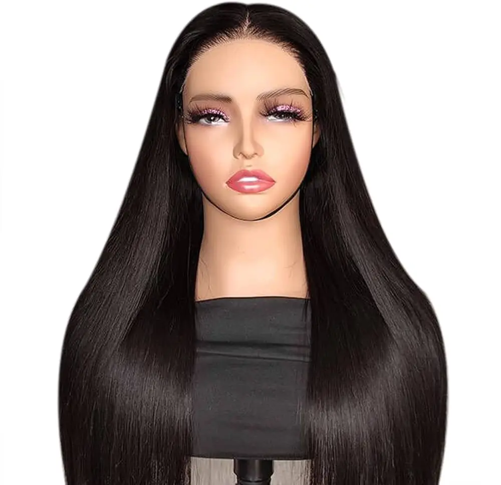 Pelucas rectas de encaje transparente, pelo de bebé prearrancado, densidad de 180%, sin pegamento