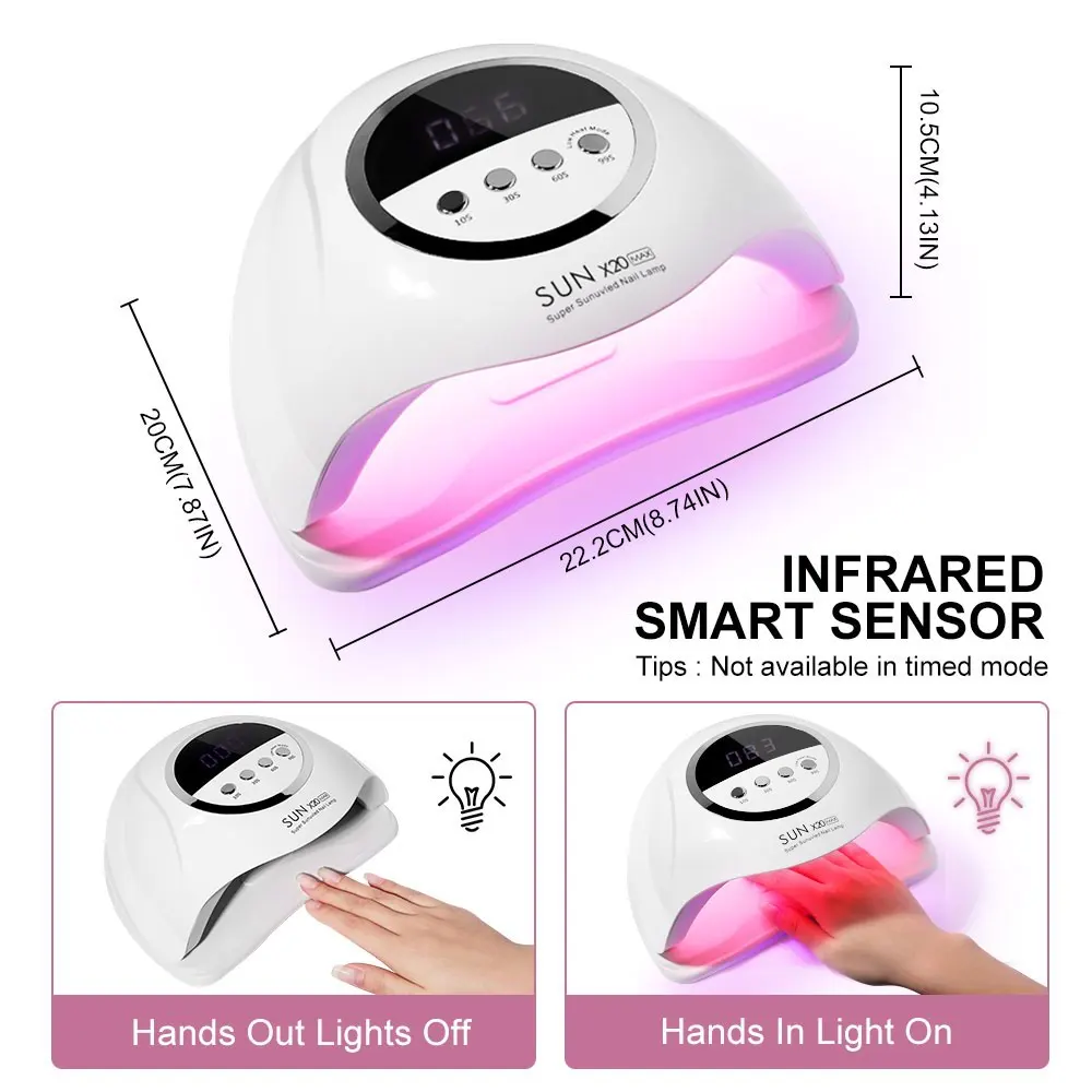 SUN X20 MAX Nageldroger 72LED UV-nagellicht met 4 timers en sensorinstellingen Nagellak-uithardingslamp voor nagelsalongereedschap