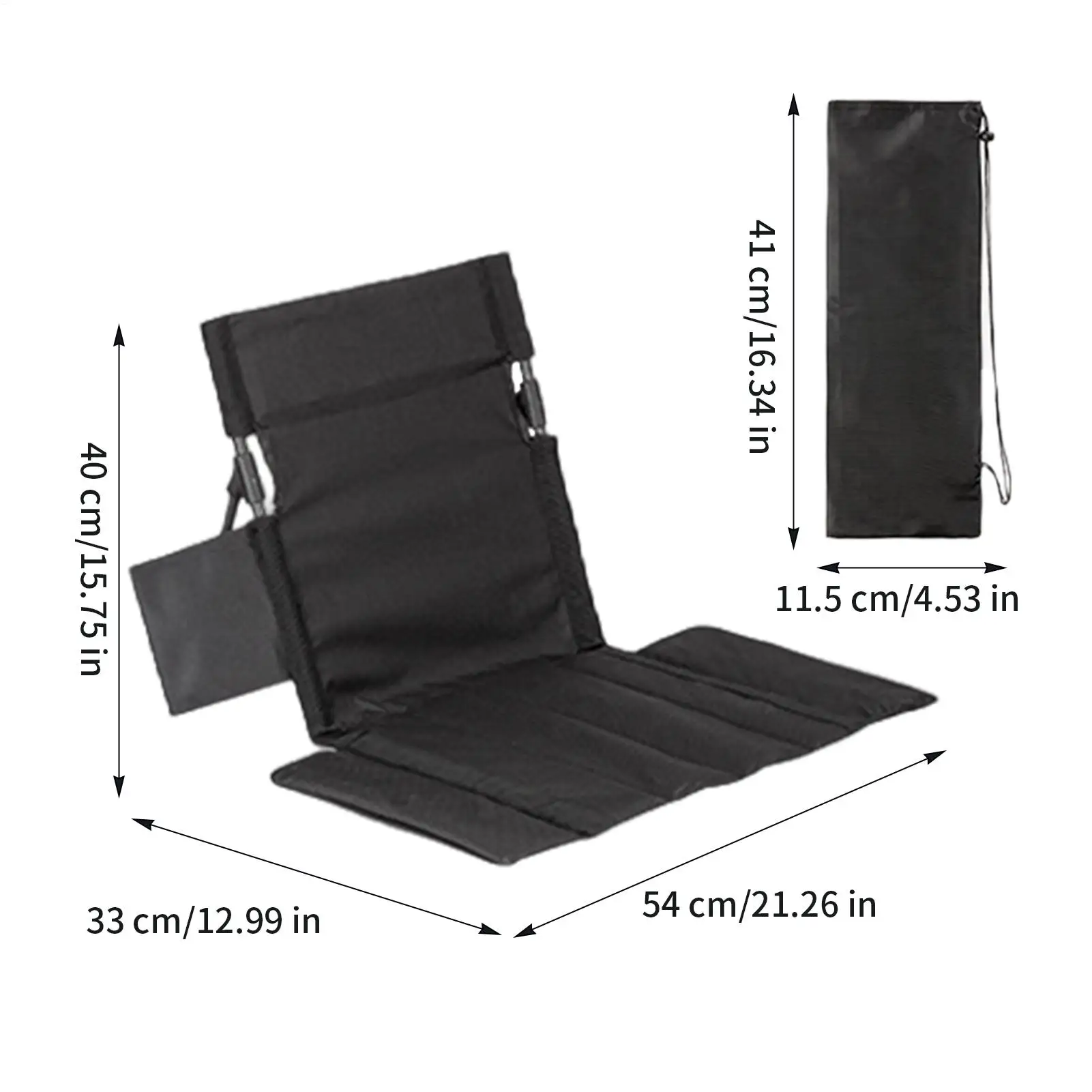 كراسي التخييم قابلة للطي مع دعم الظهر جيب جانبي كرسي قابل للطي مقعد أرضي للتخييم في الهواء الطلق داخلي الصيد نزهة السفر #6