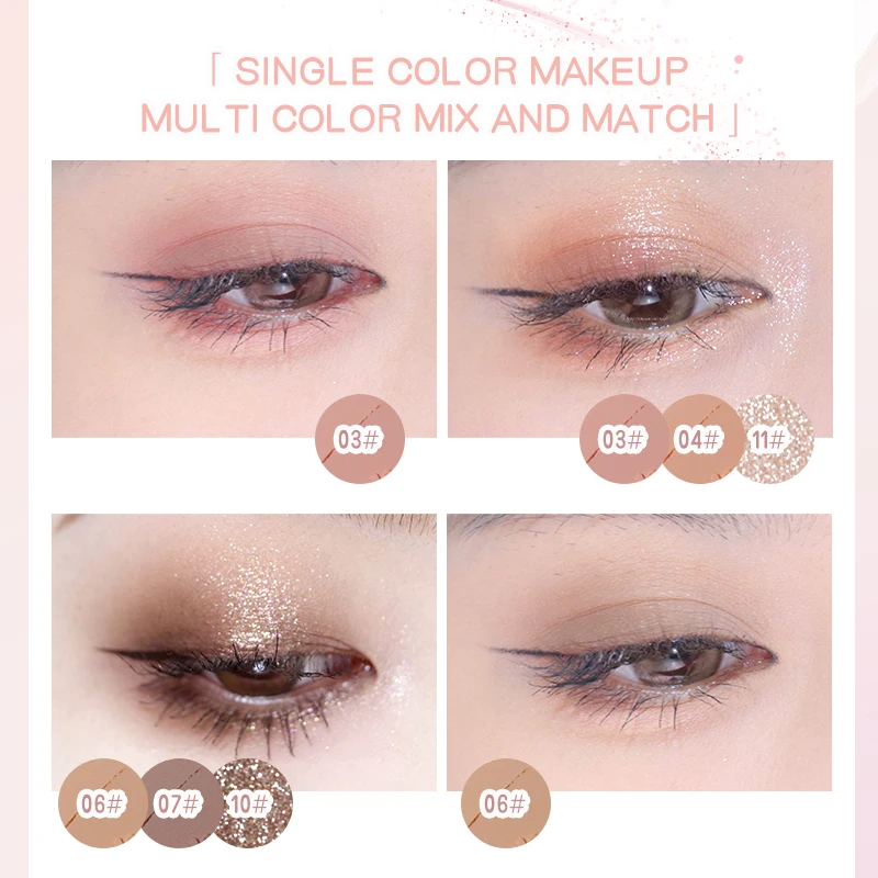 Diamond Silver Eyeshadow Lasting Waterproof Monochrome Shiny Eye Makeup Palette Shimmer Matte Grey Pink Brown Eye Shadow Cosmeti